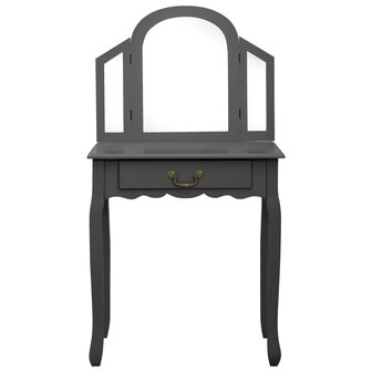 Kaptafel met kruk 65x36x128 cm paulowniahout MDF grijs 3