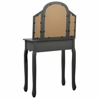 Kaptafel met kruk 65x36x128 cm paulowniahout MDF grijs 6