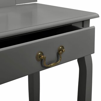 Kaptafel met kruk 65x36x128 cm paulowniahout MDF grijs 10
