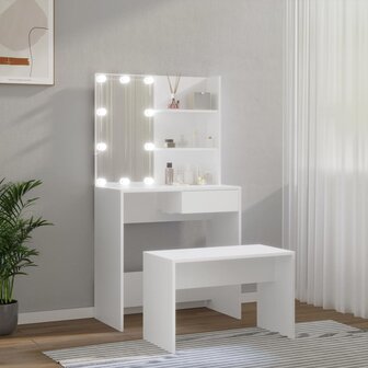 Kaptafelset met LED&amp;apos;s bewerkt hout wit 11