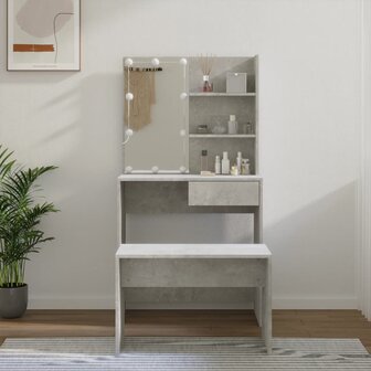 Kaptafelset met LED&amp;apos;s bewerkt hout betongrijs 1