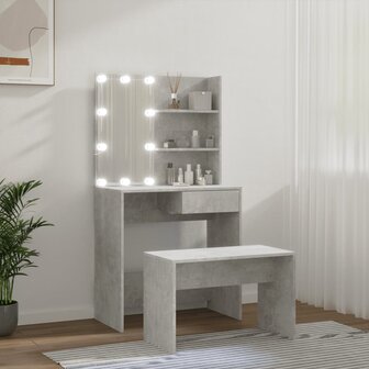 Kaptafelset met LED&amp;apos;s bewerkt hout betongrijs 4