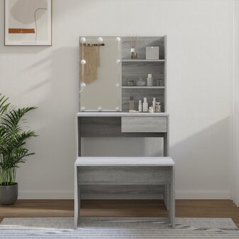 Kaptafelset met LED&amp;apos;s bewerkt hout grijs sonoma 1