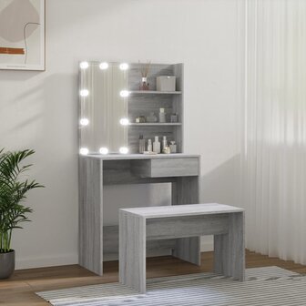 Kaptafelset met LED&amp;apos;s bewerkt hout grijs sonoma 4