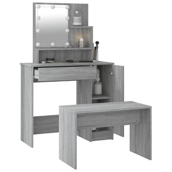 Kaptafelset met LED&amp;apos;s bewerkt hout grijs sonoma 5