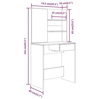 Kaptafelset 74,5x40x141 cm hoogglans wit 9