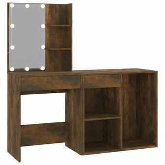 Kaptafel met kastje bewerkt hout gerookt eikenkleurig 2