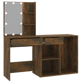 Kaptafel met kastje bewerkt hout gerookt eikenkleurig 7