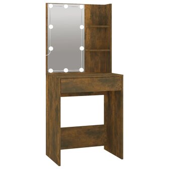 Kaptafel met kastje bewerkt hout gerookt eikenkleurig 8