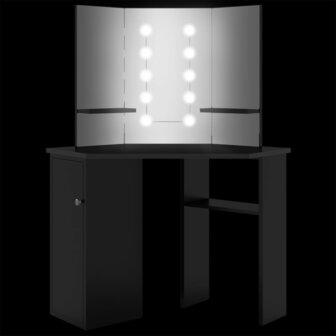 Hoekkaptafel met LED 111x54x141,5 cm zwart 11