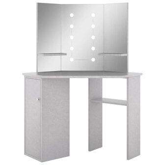 Hoekkaptafel met LED 111x54x141,5 cm betongrijs 2