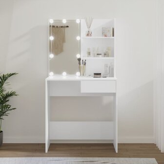 Kaptafel met LED-verlichting 74,5x40x141 cm wit 1