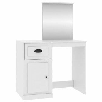 Kaptafel met spiegel 90x50x132,5 cm bewerkt hout wit 2