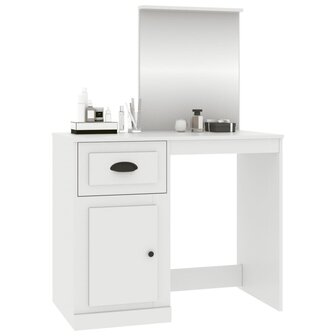 Kaptafel met spiegel 90x50x132,5 cm bewerkt hout wit 4