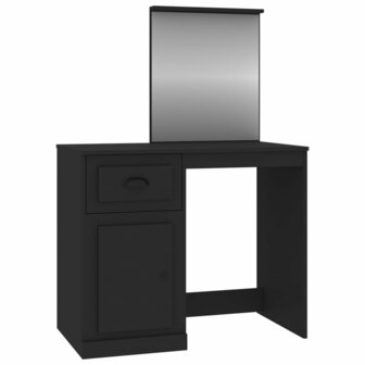 Kaptafel met spiegel 90x50x132,5 cm bewerkt hout zwart 2