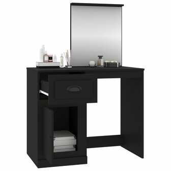 Kaptafel met spiegel 90x50x132,5 cm bewerkt hout zwart 5