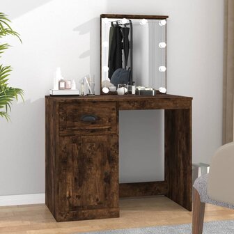Kaptafel met LED 90x50x132,5 cm bewerkt hout gerookt eikenkleur 1