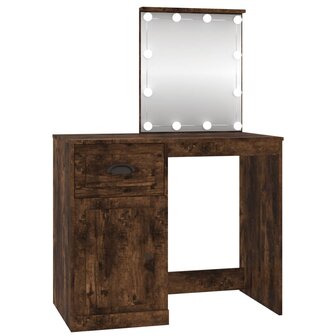 Kaptafel met LED 90x50x132,5 cm bewerkt hout gerookt eikenkleur 2