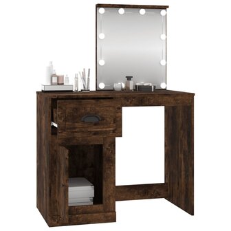 Kaptafel met LED 90x50x132,5 cm bewerkt hout gerookt eikenkleur 5