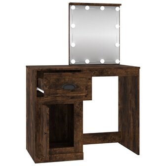 Kaptafel met LED 90x50x132,5 cm bewerkt hout gerookt eikenkleur 7