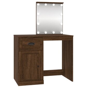 Kaptafel met LED 90x50x132,5 cm bewerkt hout bruin eikenkleur 2