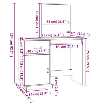 Kaptafel 95x50x134 cm massief grenenhout honingbruin 10
