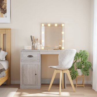 Kaptafel met LED-verlichting 90x42x132,5 cm grijs sonoma 1
