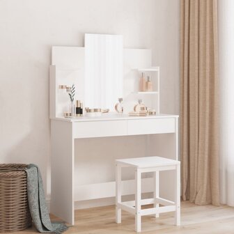 Kaptafel met spiegel 96x39x142 cm wit 1
