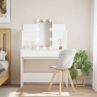 Kaptafel met LED-verlichting 96x40x142 cm wit 1