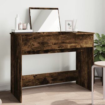Kaptafel met spiegel 100x45x76 cm gerookt eikenkleurig 1