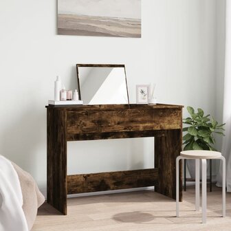 Kaptafel met spiegel 100x45x76 cm gerookt eikenkleurig 3