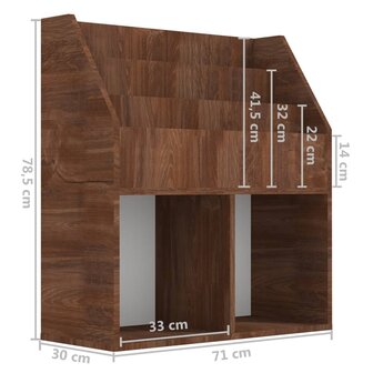 Kindertijdschriftenrek 71x30x78,5 cm bewerkt hout bruineiken 7