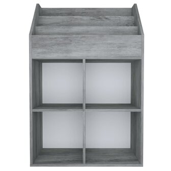 Kindertijdschriftenrek 71x30x114 cm bewerkt hout betongrijs 3