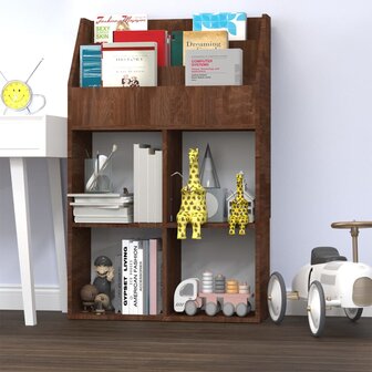 Kindertijdschriftenrek 71x30x114 cm bewerkt hout bruineiken 1