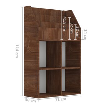 Kindertijdschriftenrek 71x30x114 cm bewerkt hout bruineiken 7