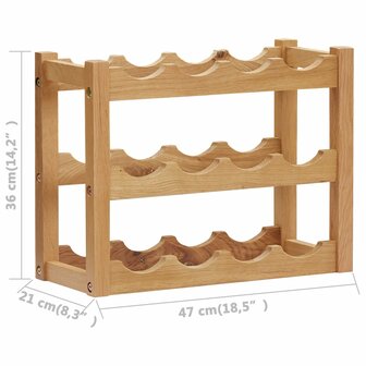 Wijnrek voor 12 flessen 47x21x36 cm massief eikenhout 5