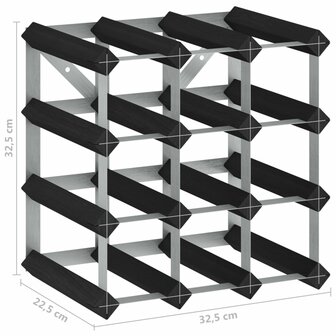 Wijnrek voor 12 flessen massief grenenhout zwart 5