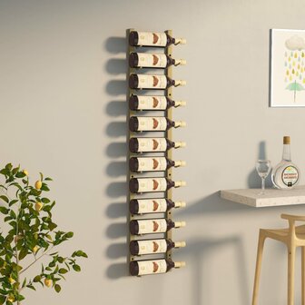Wijnrek voor 12 flessen wandmontage ijzer goudkleurig 1