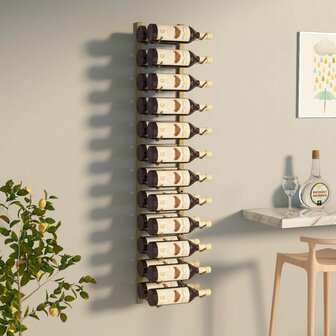 Wijnrek voor 24 flessen wandmontage ijzer goudkleurig 1