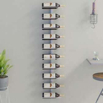 Wijnrek voor 10 flessen wandmontage metaal wit 1