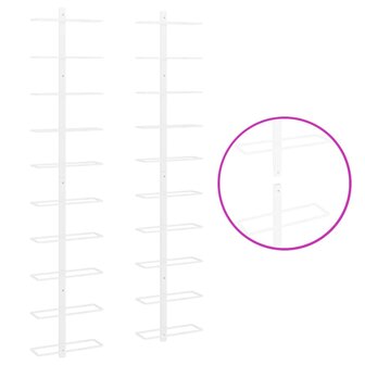 Wijnrekken 2 st voor 10 flessen wandmontage metaal wit 5