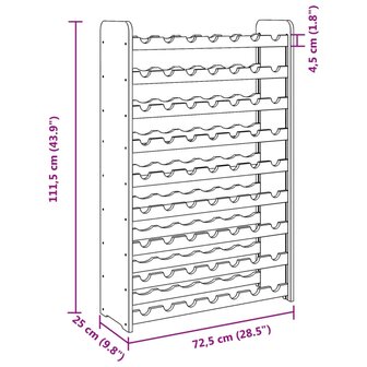 Wijnrek 72,5x25x111,5 cm massief grenenhout 9