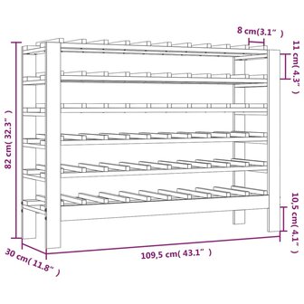 Wijnrek 109,5x30x82 cm massief grenenhout 7