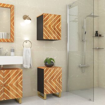Badkamerkast 38x33,5x58 cm massief mangohout bruin en zwart 2