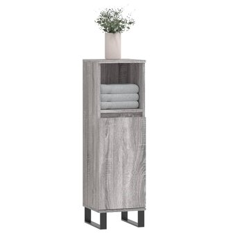 Badkamerkast 30x30x100 cm bewerkt hout grijs sonoma eikenkleur 3