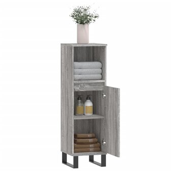 Badkamerkast 30x30x100 cm bewerkt hout grijs sonoma eikenkleur 4