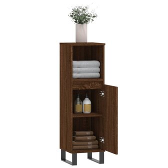 Badkamerkast 30x30x100 cm bewerkt hout bruin eikenkleur 4