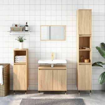 Badkamerkast 58x33x60 cm bewerkt hout sonoma eikenkleurig 1