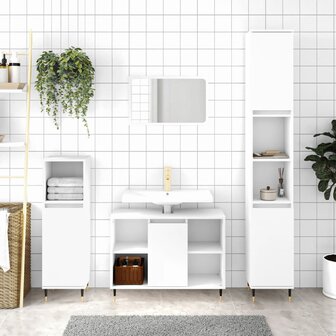 Badkamerkast 80x33x60 cm bewerkt hout wit 1