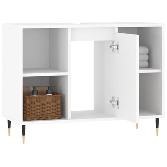 Badkamerkast 80x33x60 cm bewerkt hout wit 4